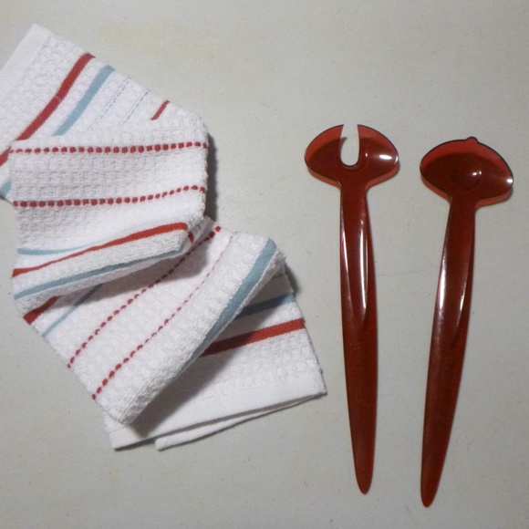 Vtg TUPPERWARE SHEERLY ELEGANT SALAD SERVING FORK & SPOON CRANBERRY - Picture 1 of 15